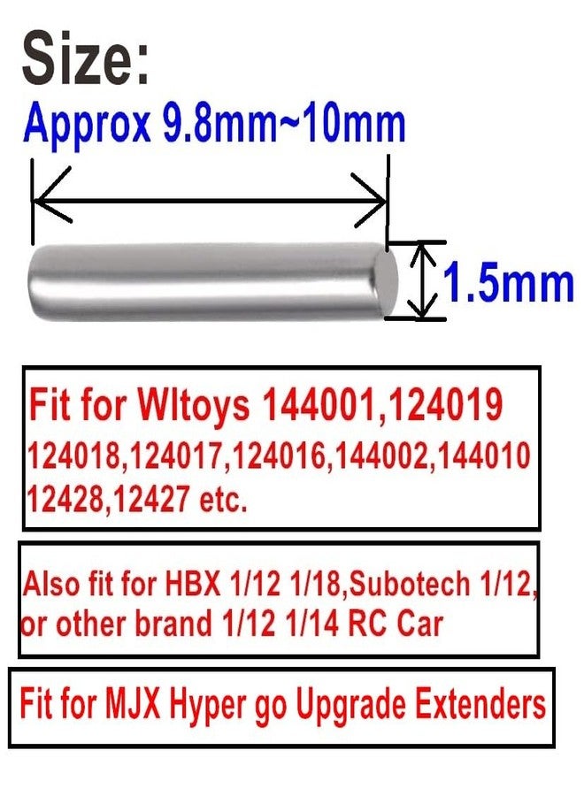 مجموعة ZDingTech من 60 قطعة من دبابيس التثبيت 1.5 × 10 مم، قطع غيار دبابيس المفصلات Wltoys 144001، دبابيس صواميل محور العجلات السداسية Wltoys 124017 لسيارات التحكم عن بعد WLtoys 144010، 144011، 12428، 124016، 124019، 124018، سيارة FY بمقياس 1/12، HBX - Image 2